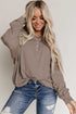 Waffle Patchwork Dolman Sleeve Henley Top